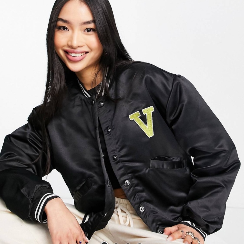 Bomber Black Varsity Puffer Jacket